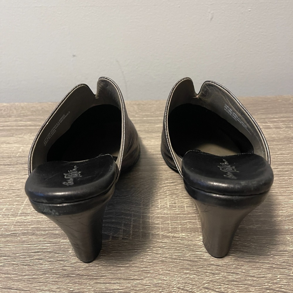 Born BOC Women's Shoes Size 9 Metallic Gray Leather Slip On Mules Casual Heels - Picture 6 of 10